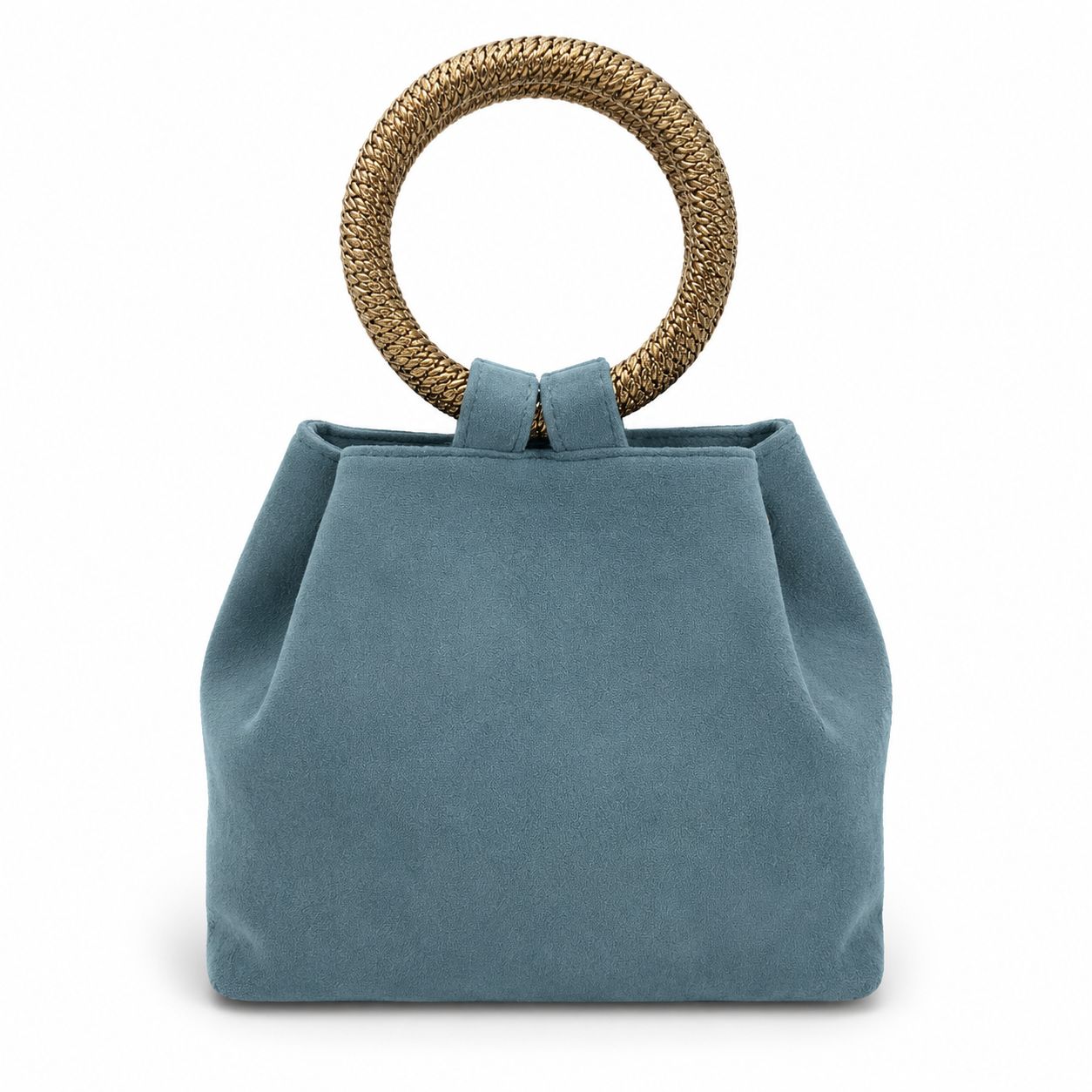 Seafoam Brass Handle Woven Clutch