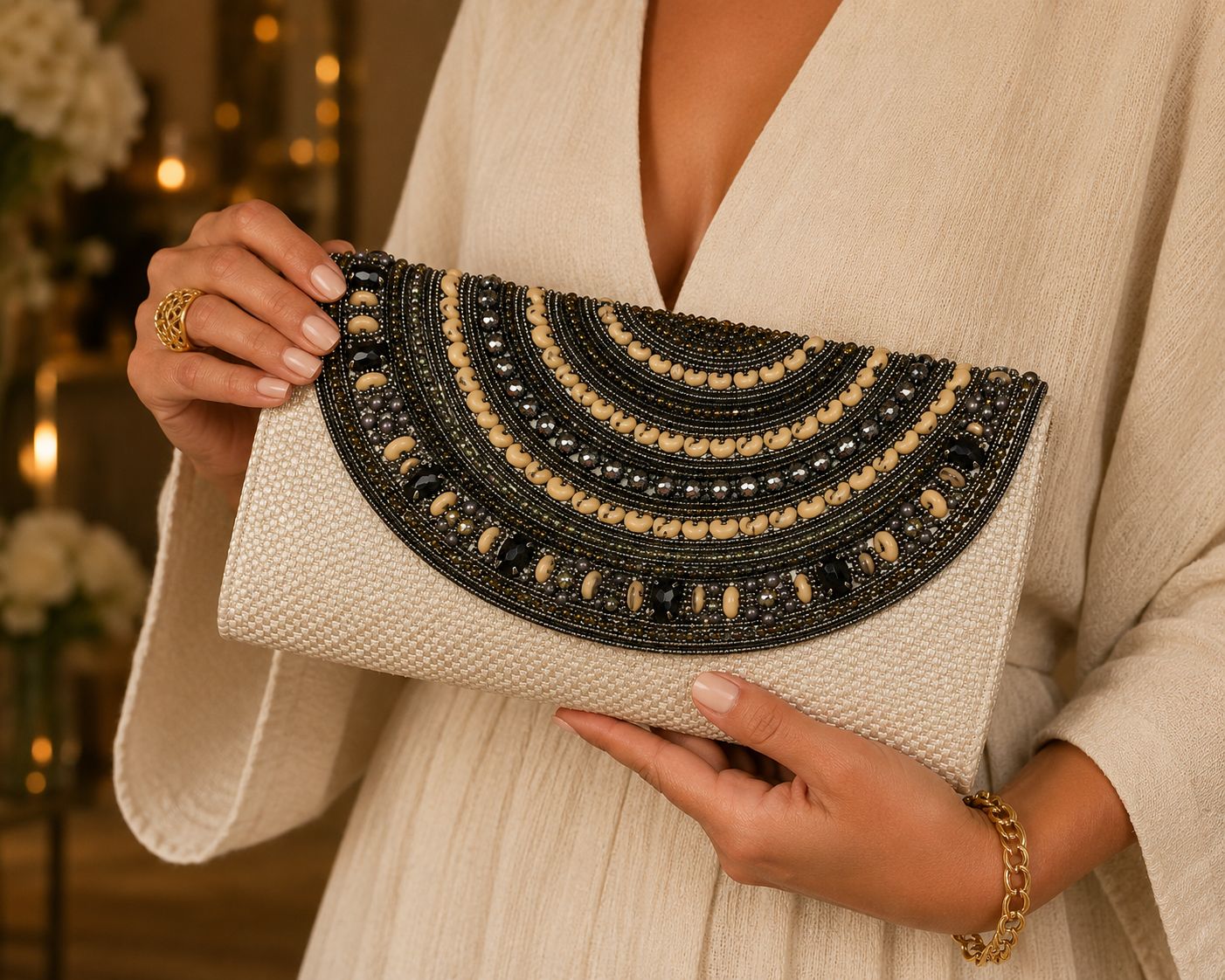 Midnight Beaded Clutch