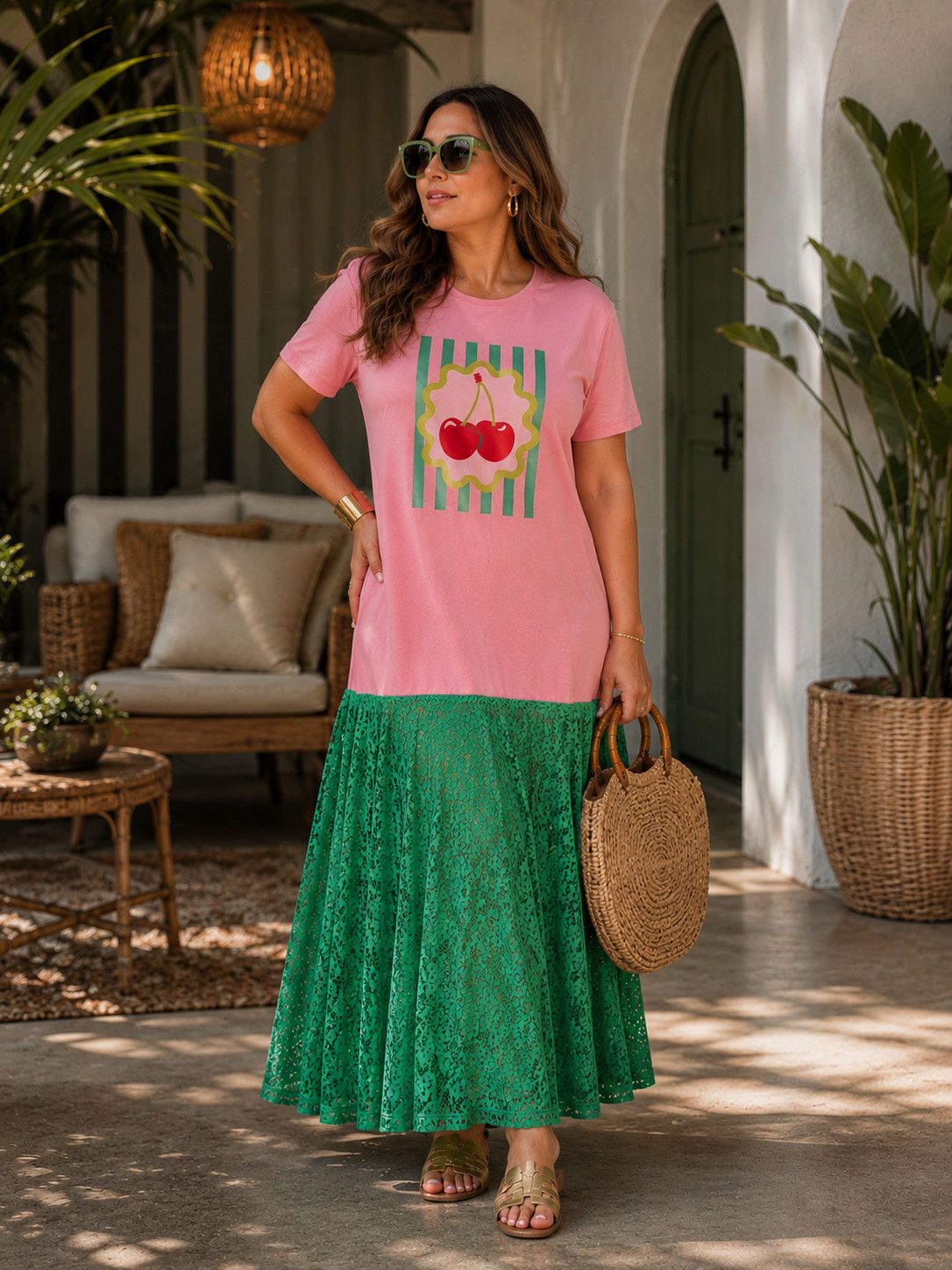 Cherry Lace Cotton Dress