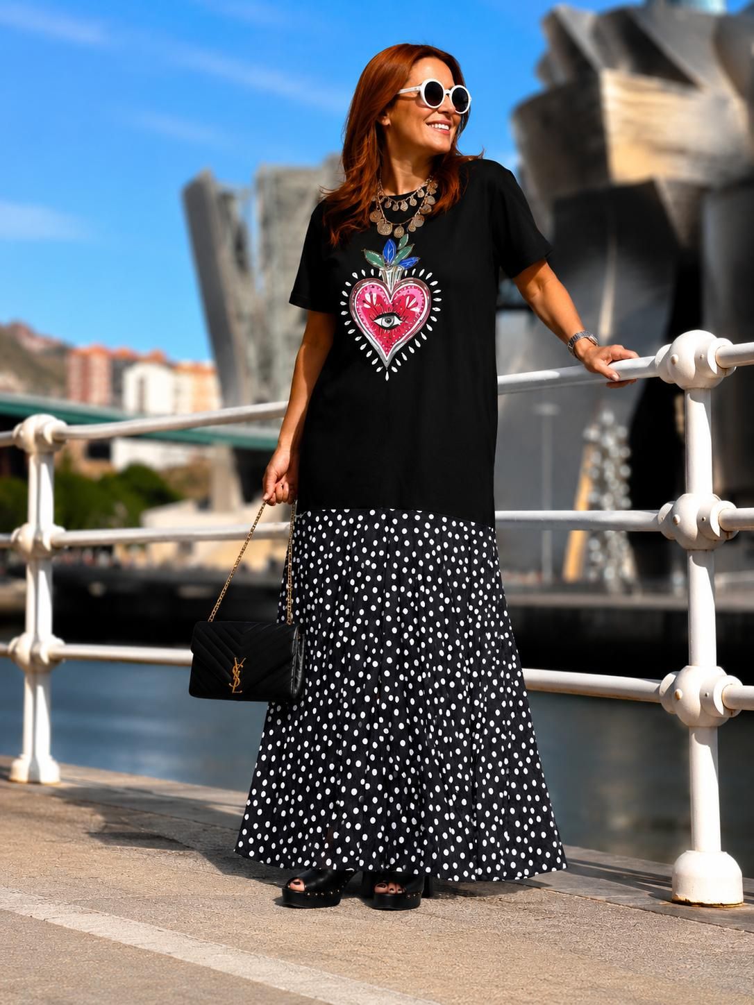 Sacred Heart Polkadot mesh  Lace