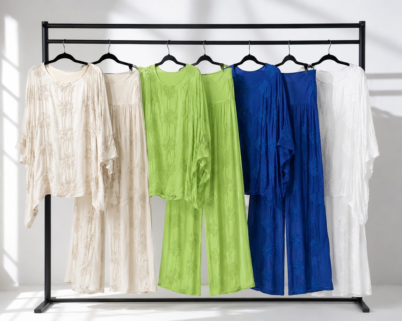 Embroidered Silk Palazzo Set