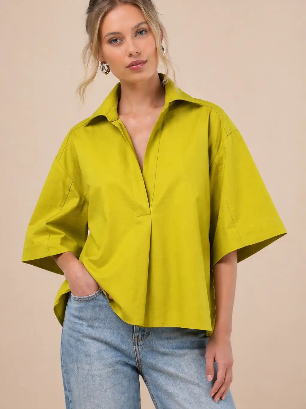 Modern Oversized Button Down Top Modern Oversized Button Down Top
