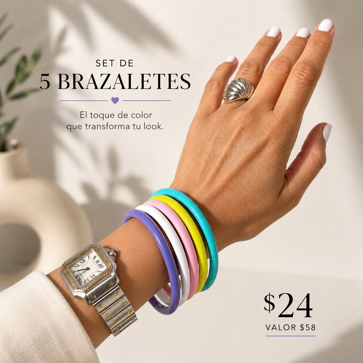 Lacquered Metal Bangle set of 5
