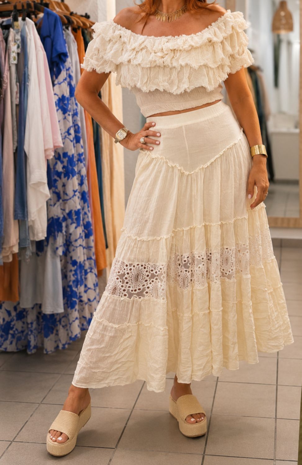 Ivory Ruffle top