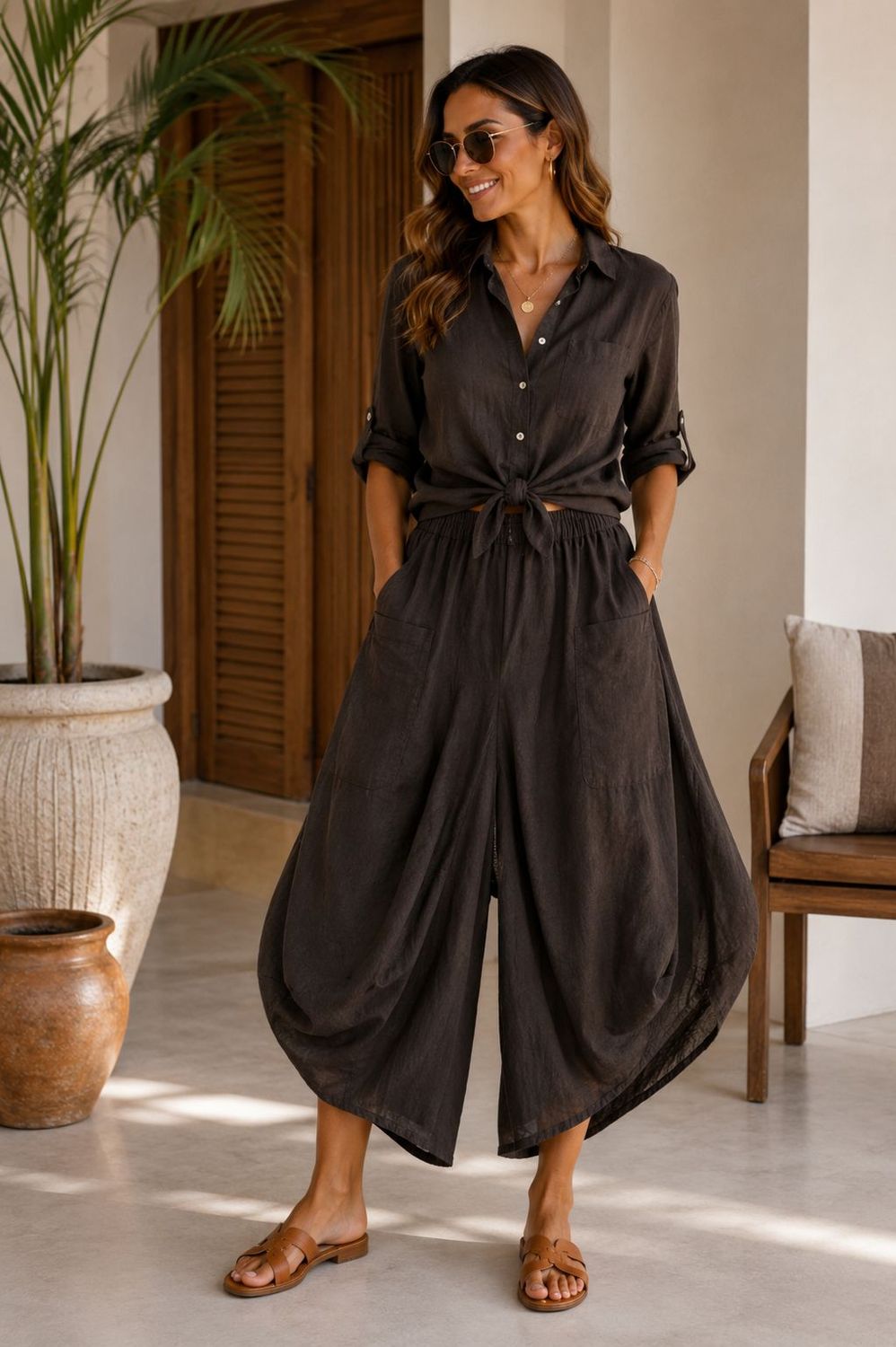 Linen Resort Set one size Linen Resort Set one size, Color: choco