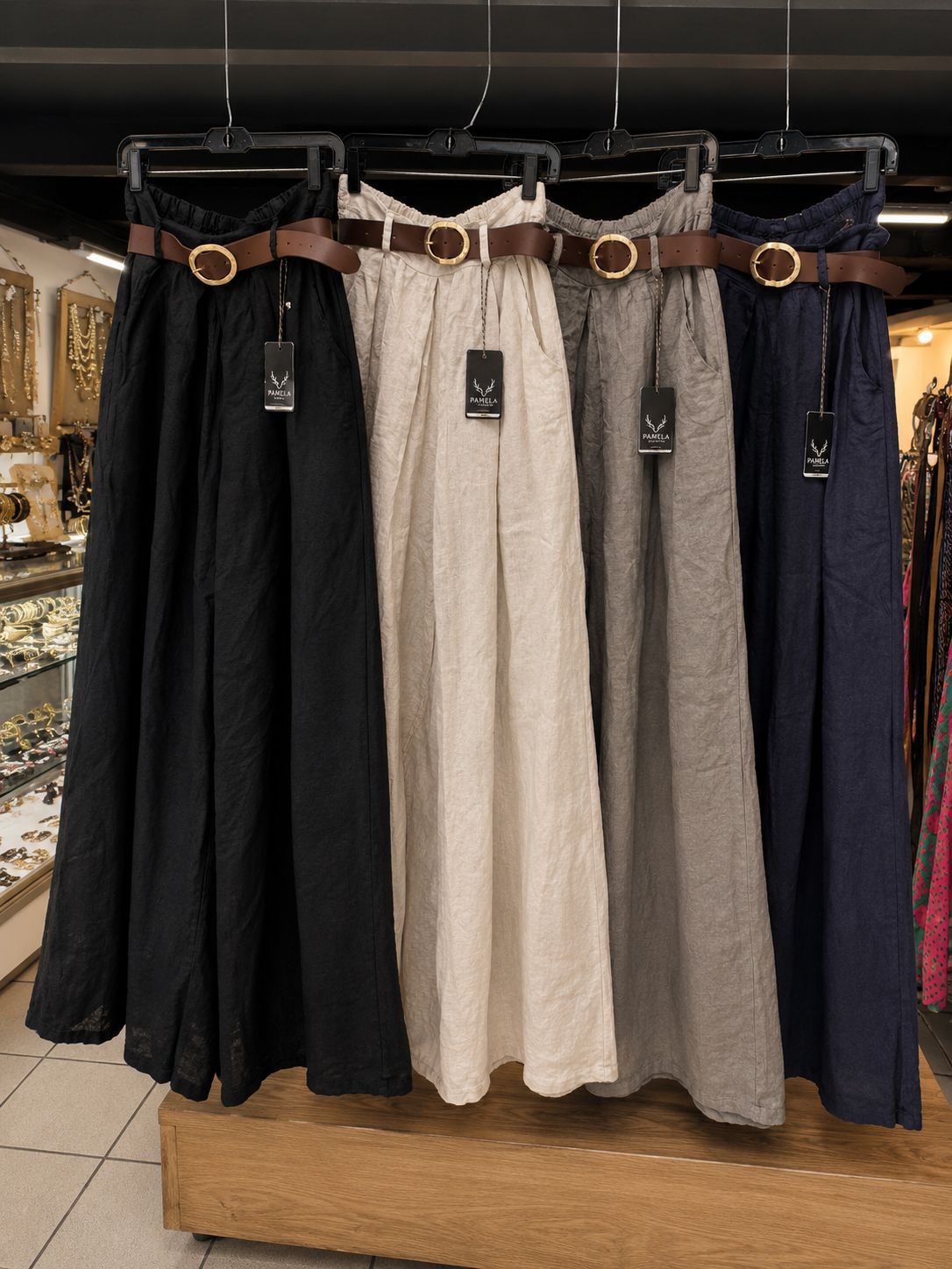 Linen Belted Palazzo Pants