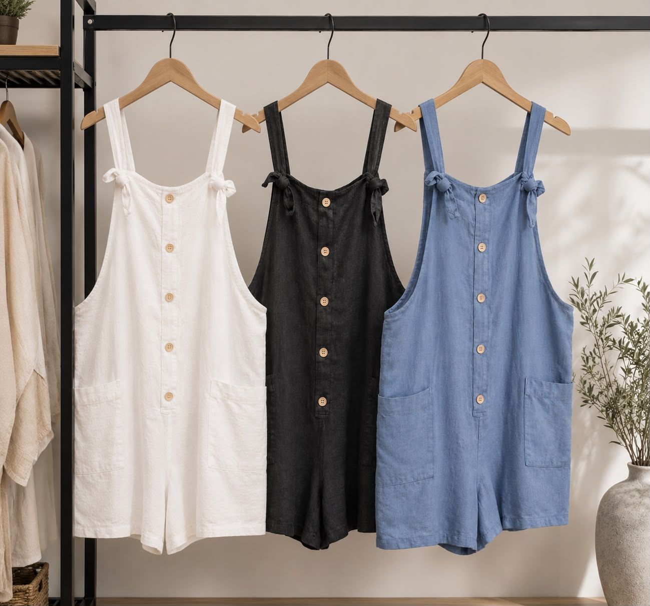 Linen Button Romper