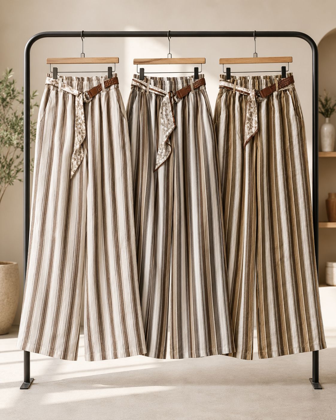 Stripes Linen pant one size Scarve details