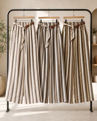 Stripes Linen pant one size Scarve details