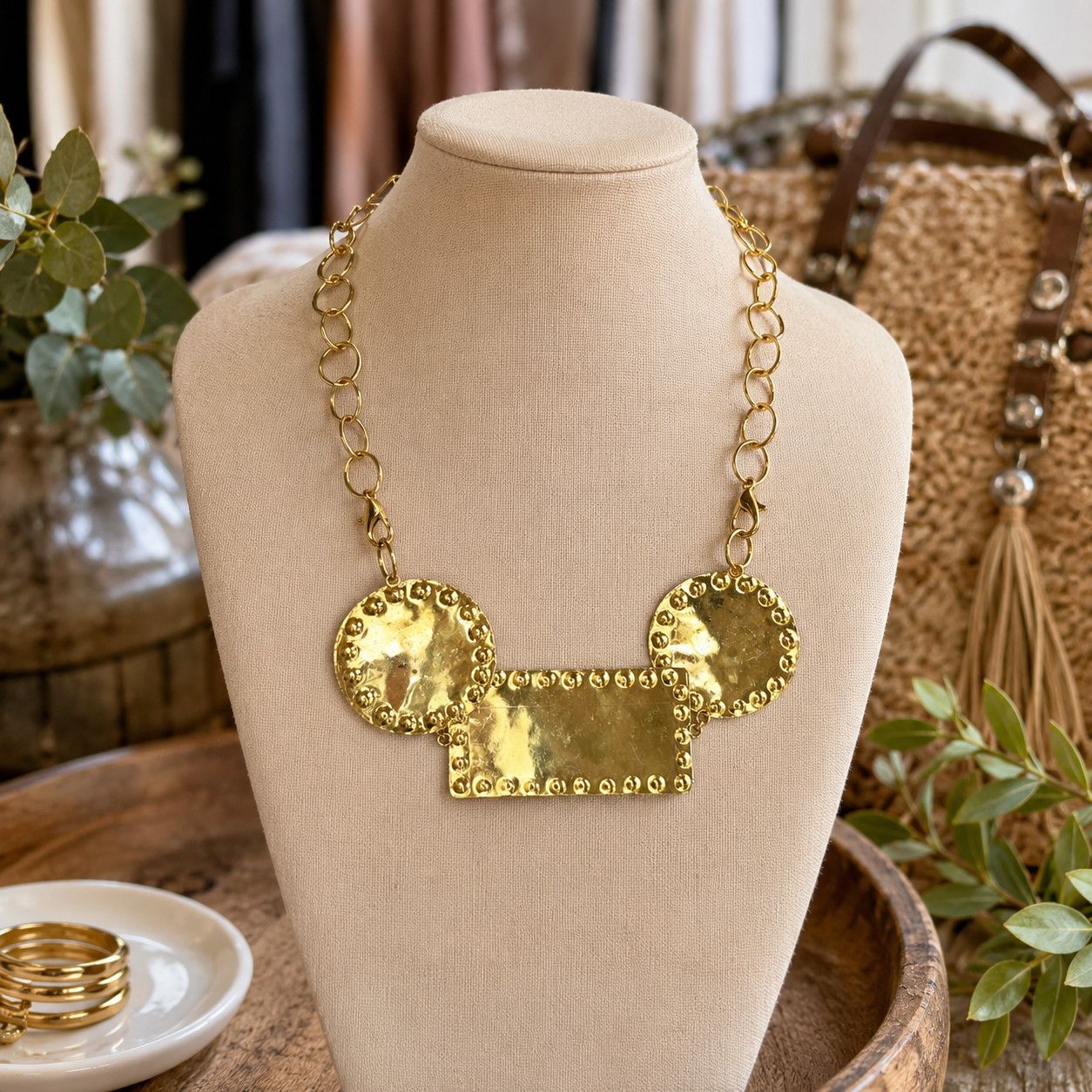 Golden Heritage Brass Statement Necklace