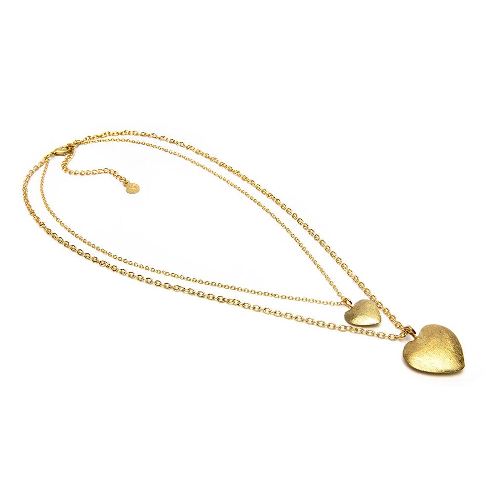 dd04029COLLANA 2 CATENE CUORI BOMBATI