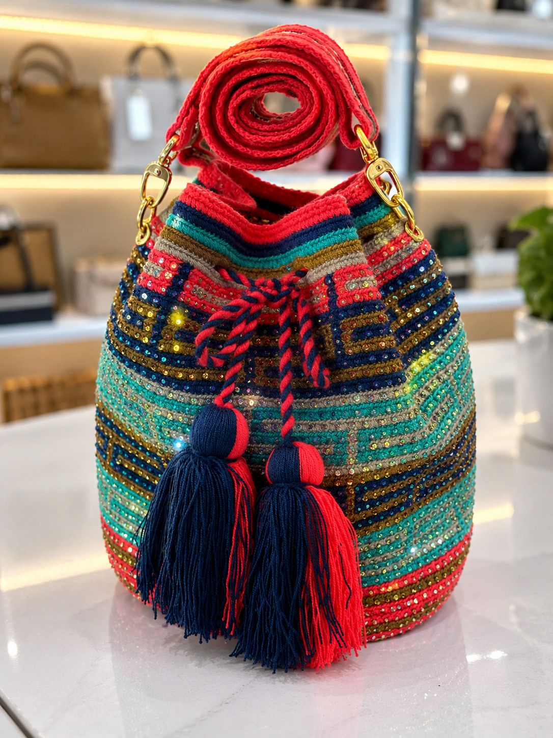 Beaded Bucket Bag