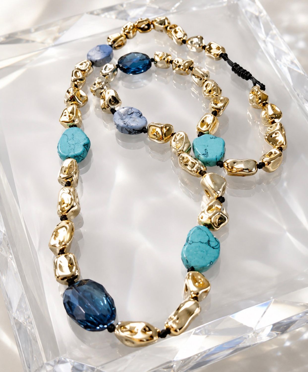 Turquoise &amp; Gold Nugget Strand