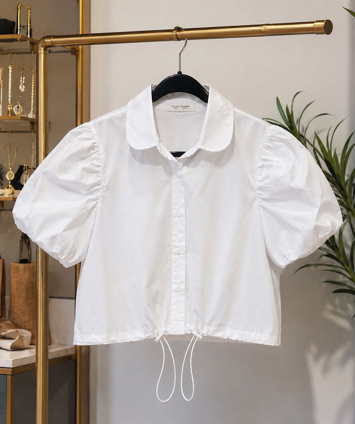 Puff Sleeve Drawstring Blouse