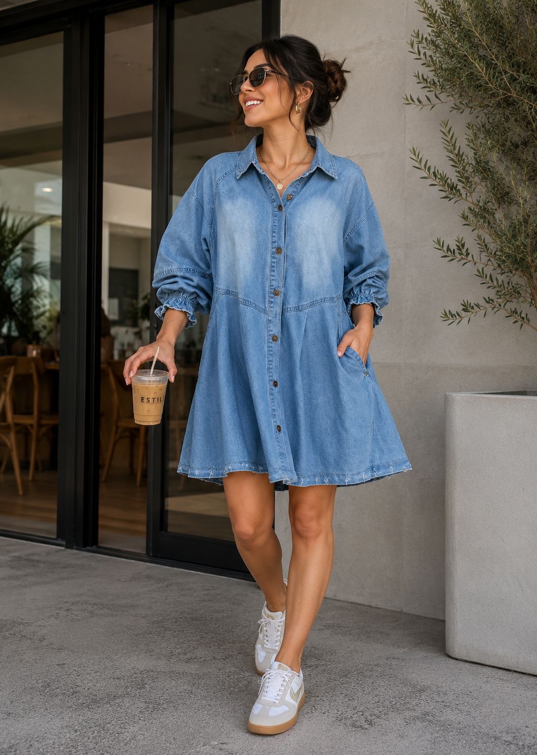 Light washed denim dress