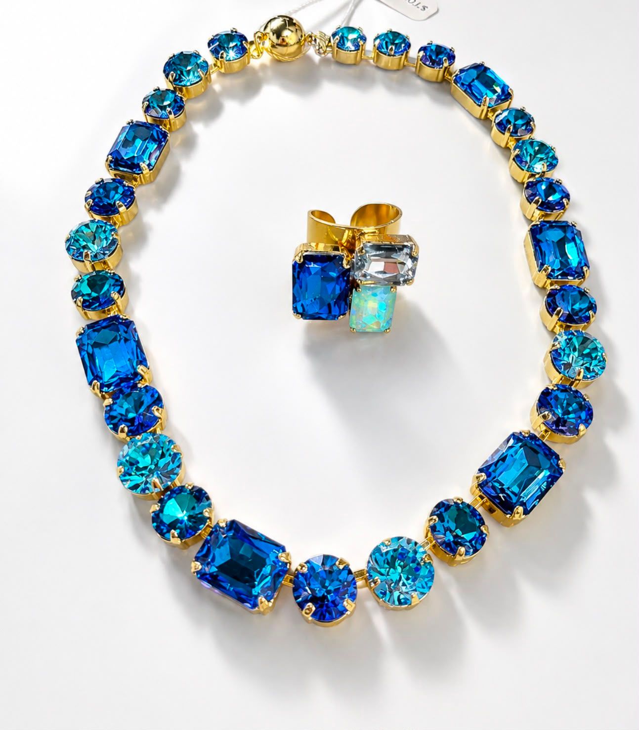 Ocean Blue Crystal Riviere Necklace