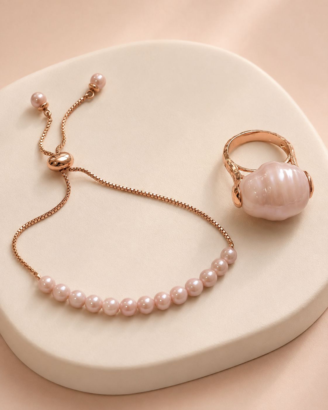 Rosé Shell Statement set Madre perla