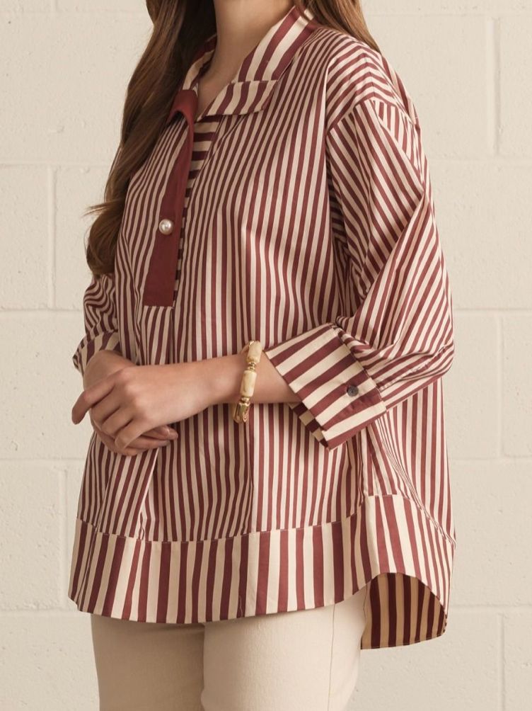 Stripe print 3/4 sleeve top