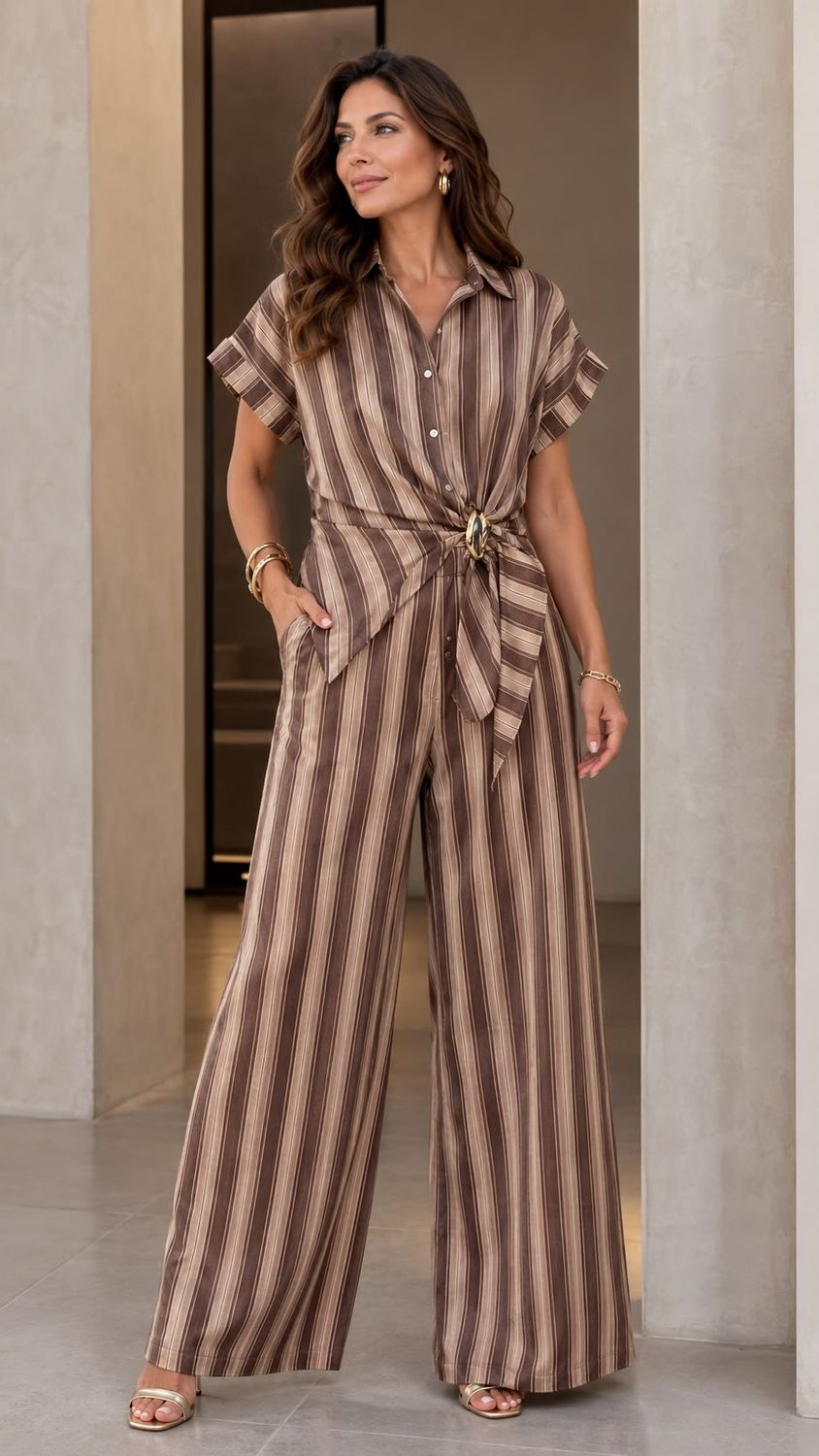 top featuring a self-tie waist Set