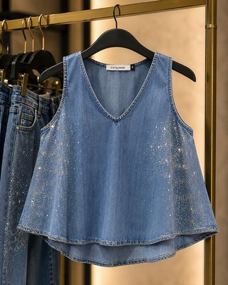 Sparkly Chambray Tank Top