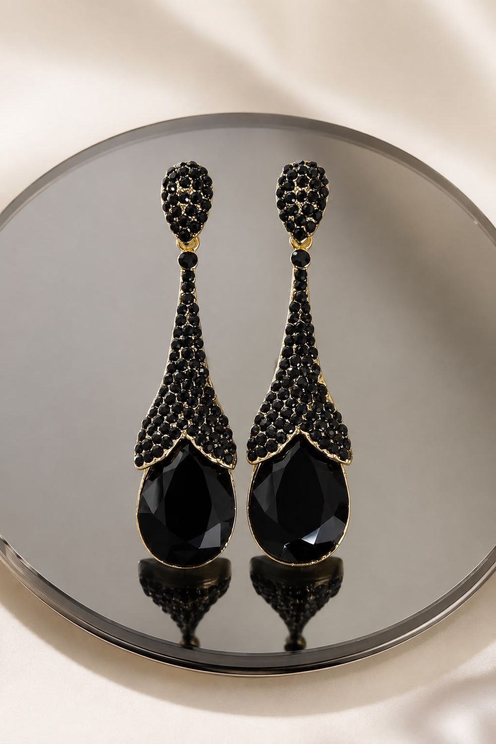Noir Crystal Drop Earrings