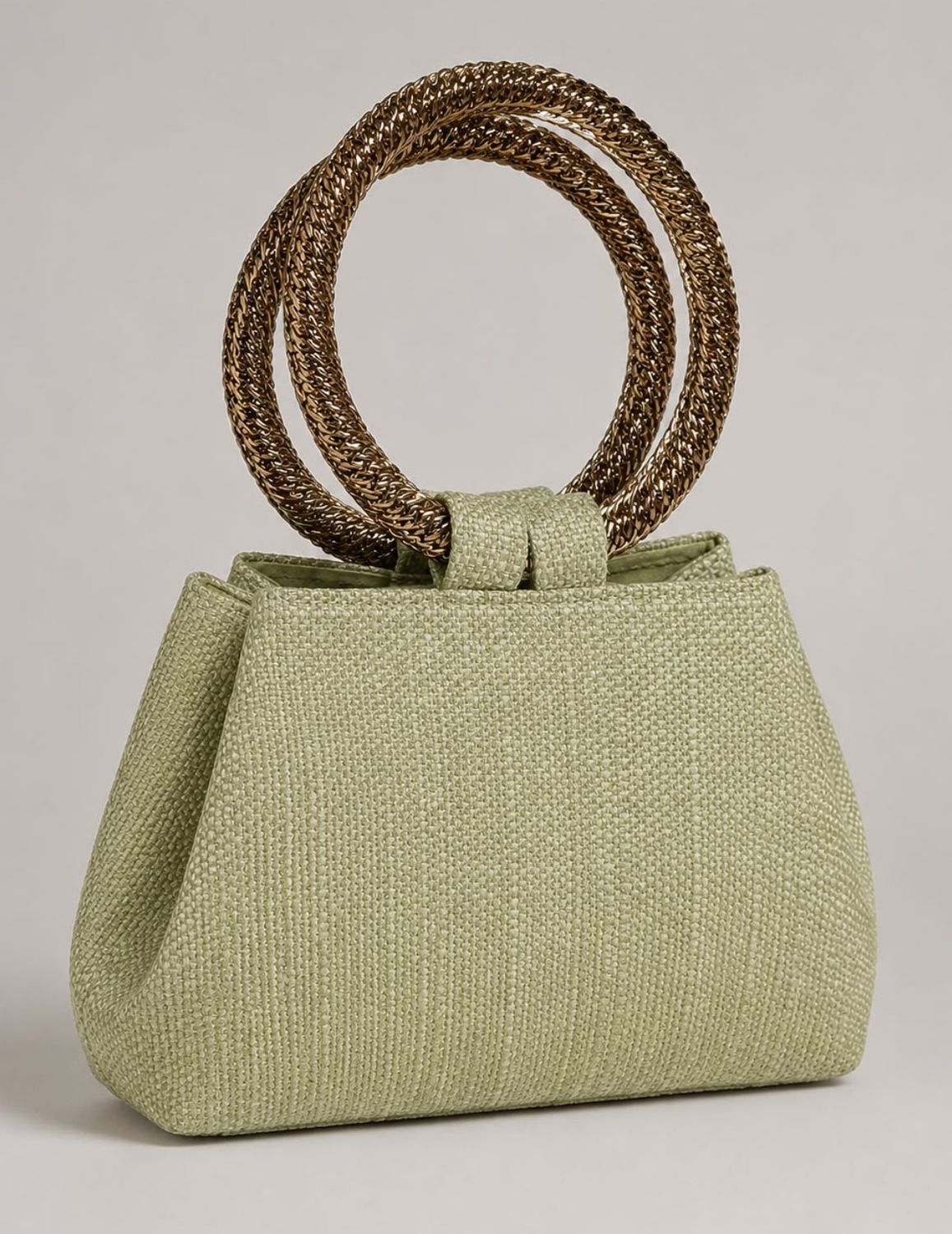 Brass double Handle Bags, Color: verde salvia