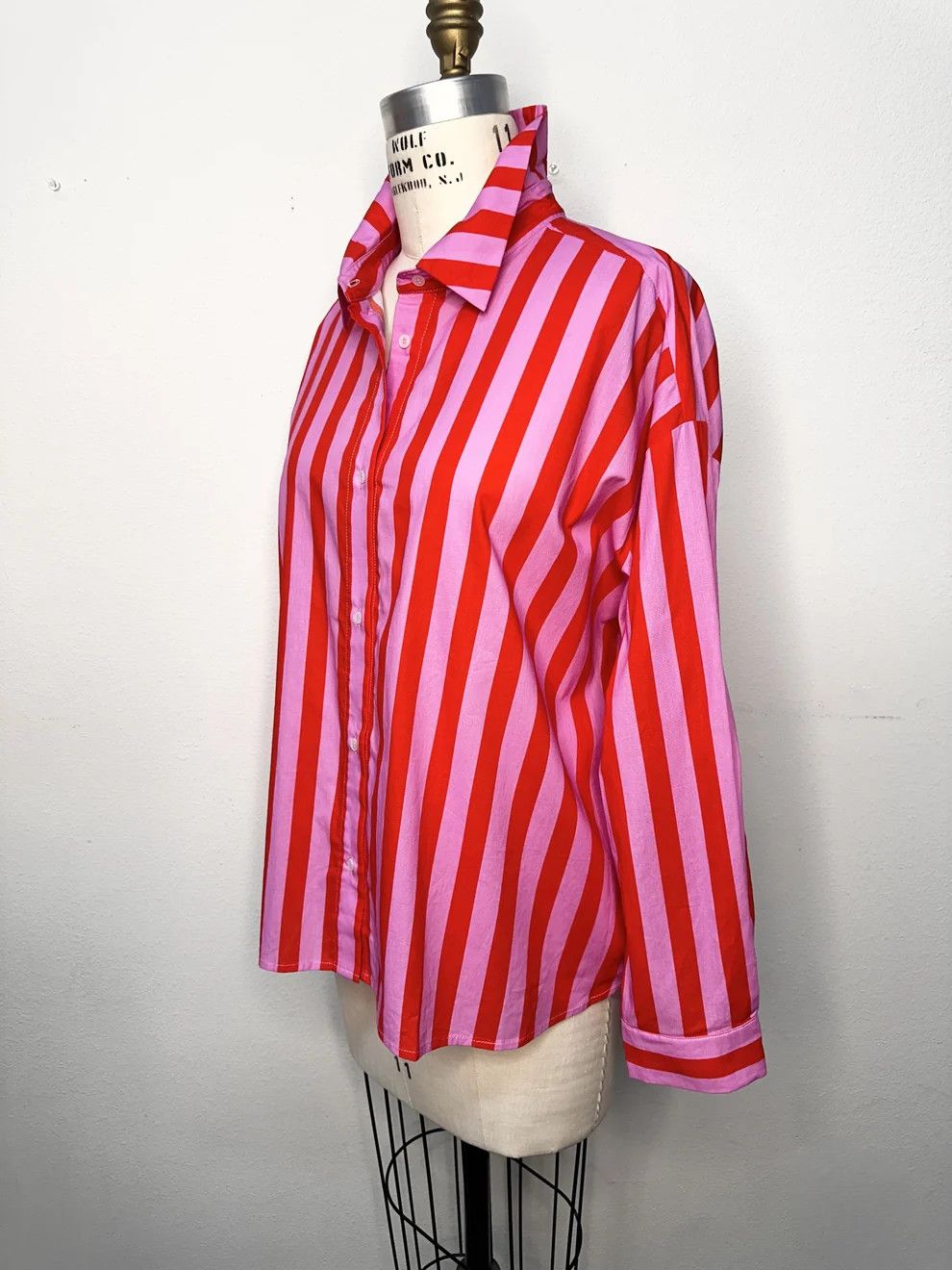Sripes Cotton Blouse red/pink