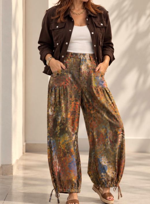 PRE-ORDER | ARRIVING LATE NOVEMBER Painted Canvas  Denim Wide-Leg Pants