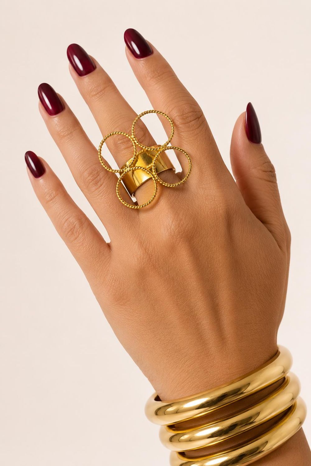 Gold Statement ajustable rings, Color: 1 wire flower
