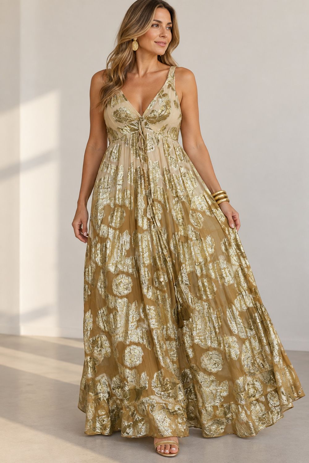 Metallic Bloom Maxi Dress Metallic Bloom Maxi Dress