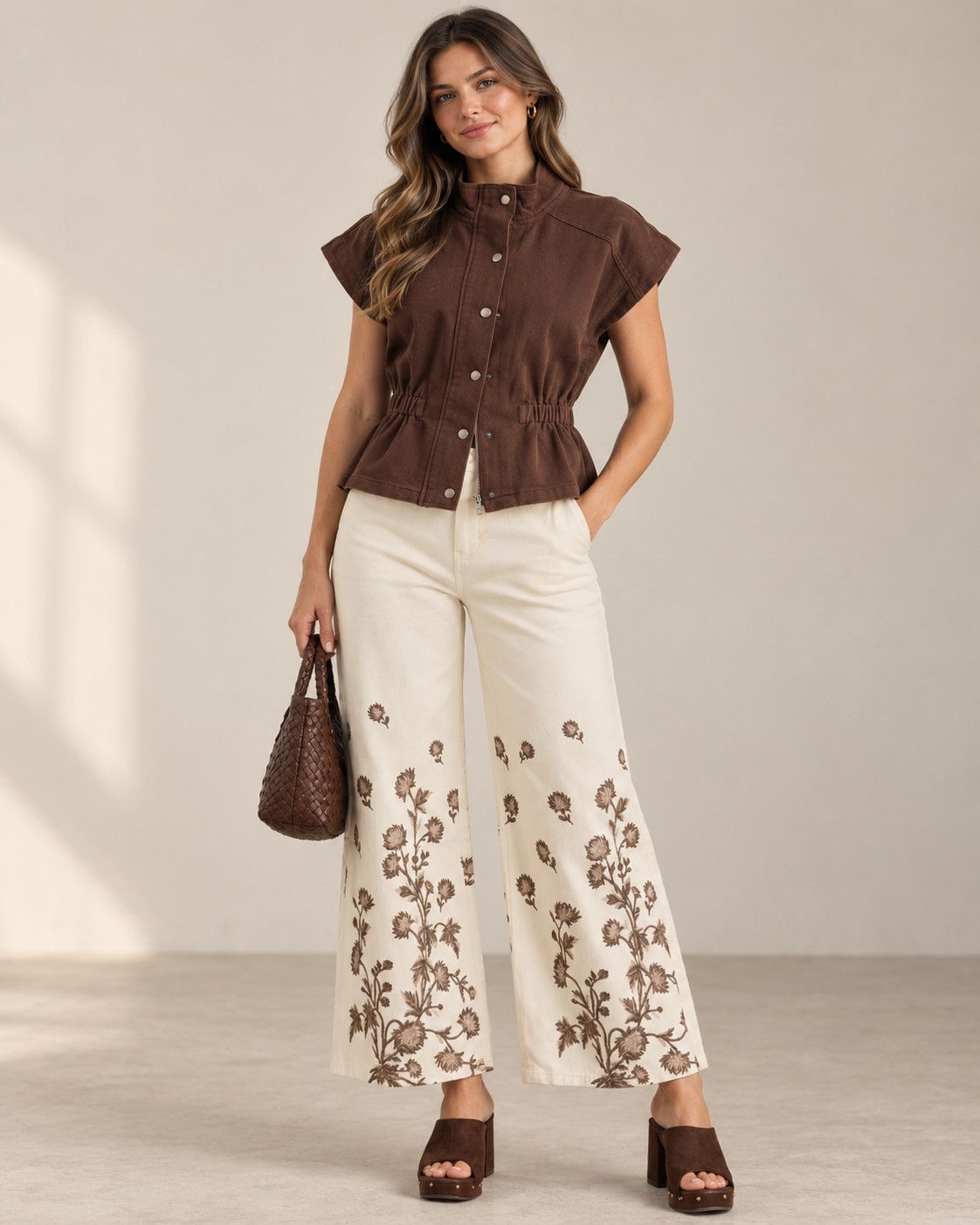 Floral wide leg pants
