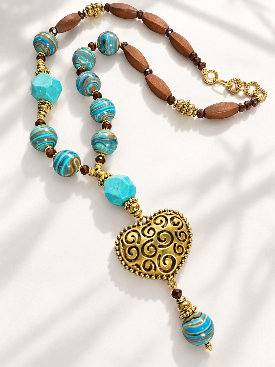 Turquoise Boho Heart Necklace