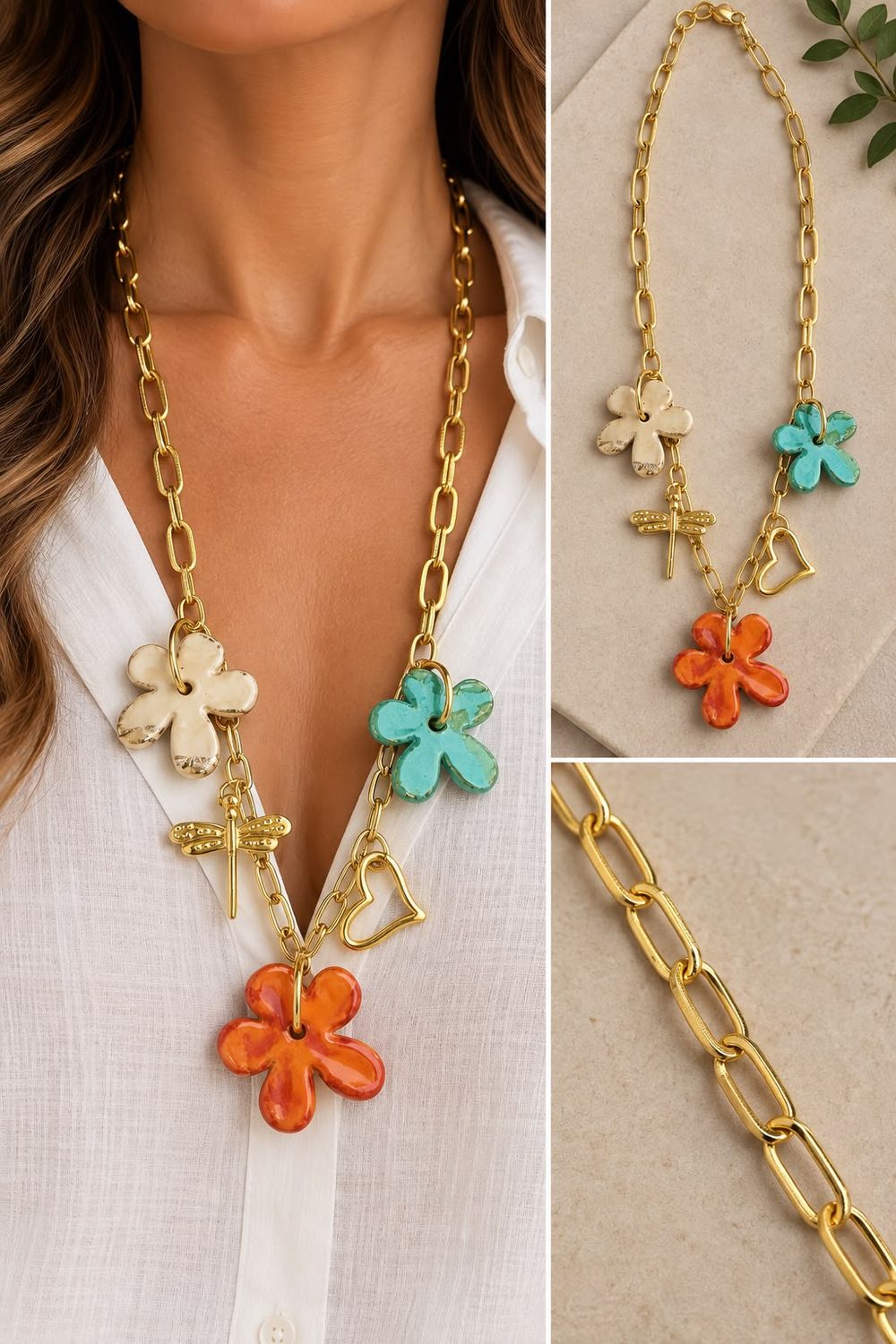 Color Bloom Charm Necklace