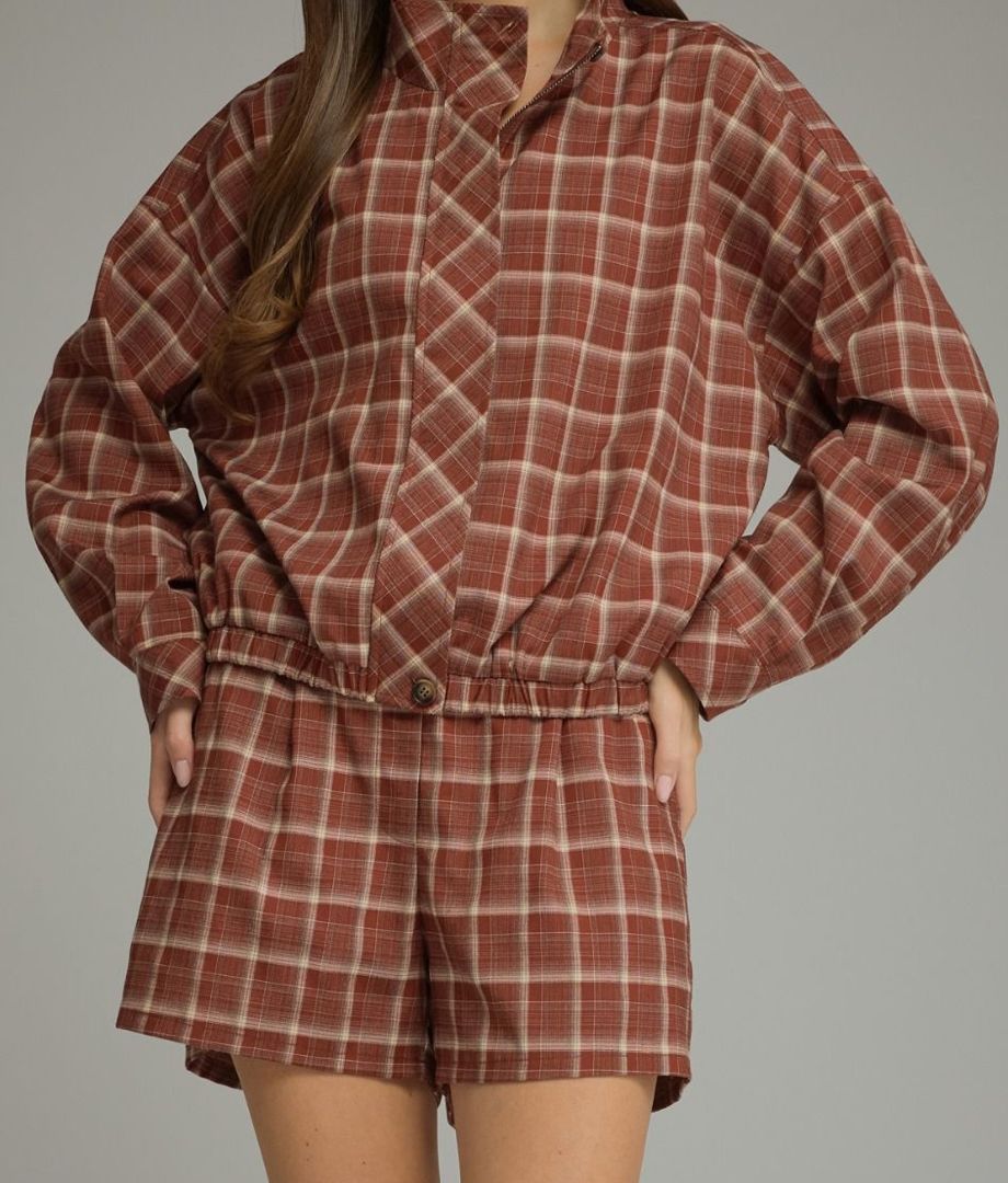 Plaid long sleeve jacke