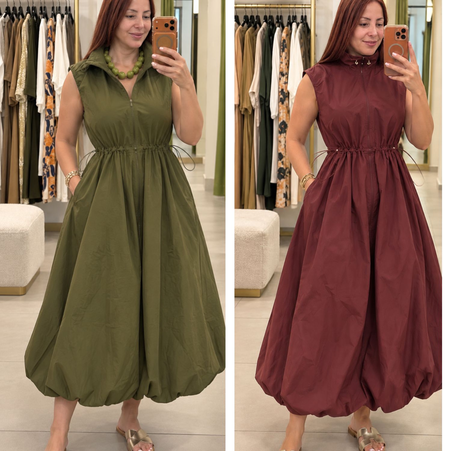 Bubble Hem Utility Midi Dress