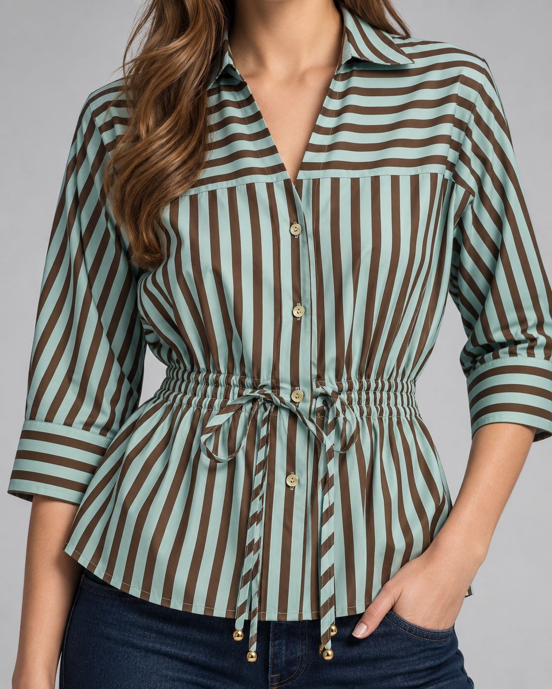 Stripe ¾ sleeve top