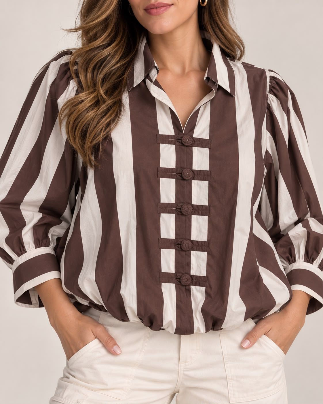 Striped Cotton Bubble Blouse
