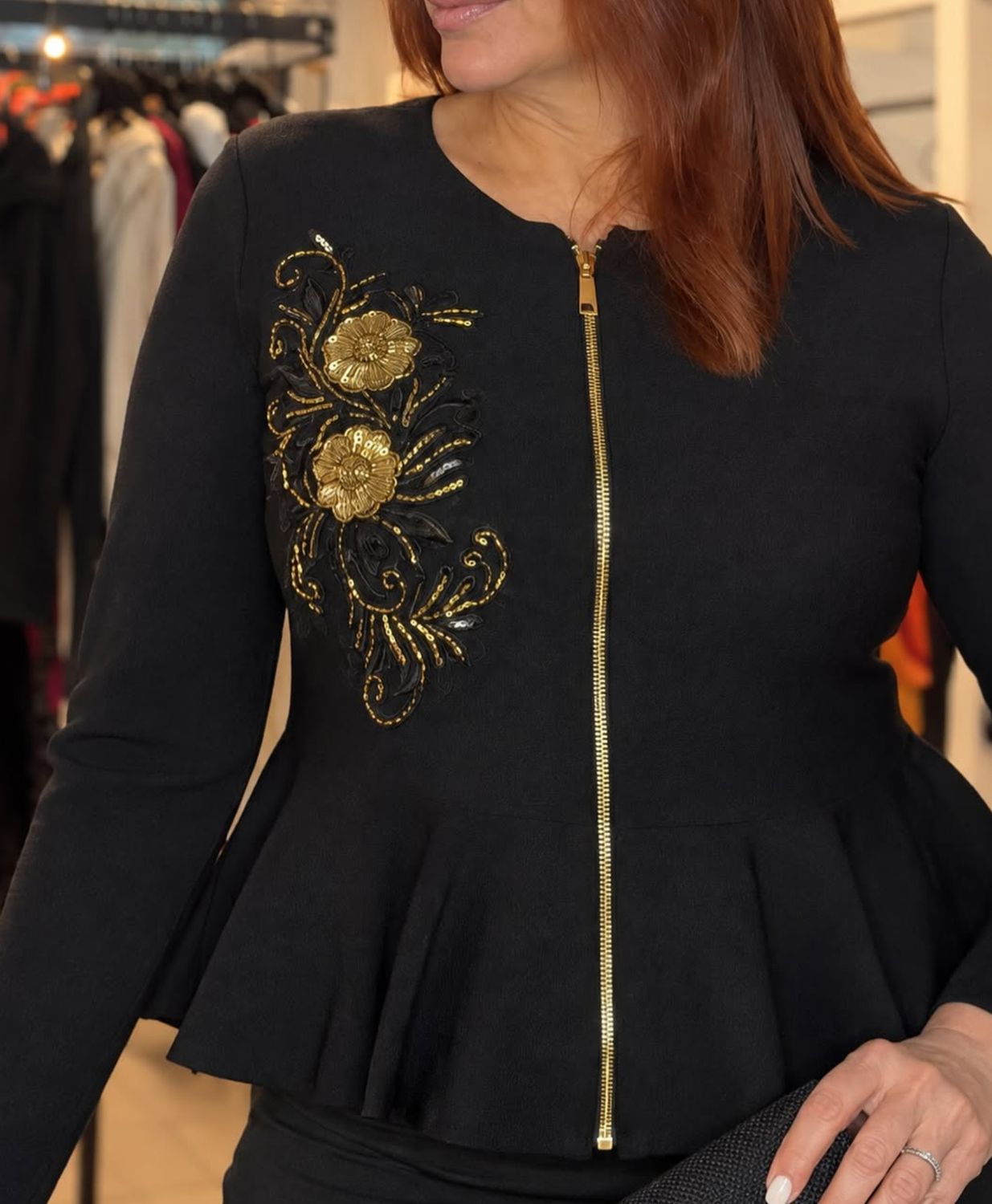 SEQUIN FLORAL FOXY JACKET TOP
