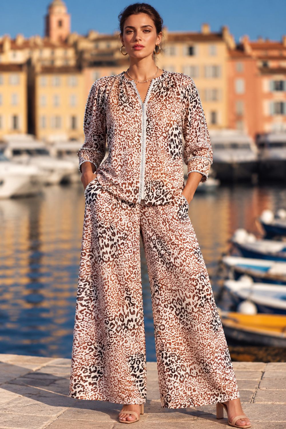 Crystal Trim Leopard Set