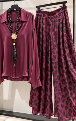 Satin Long-Sleeve Button-Down Blouse