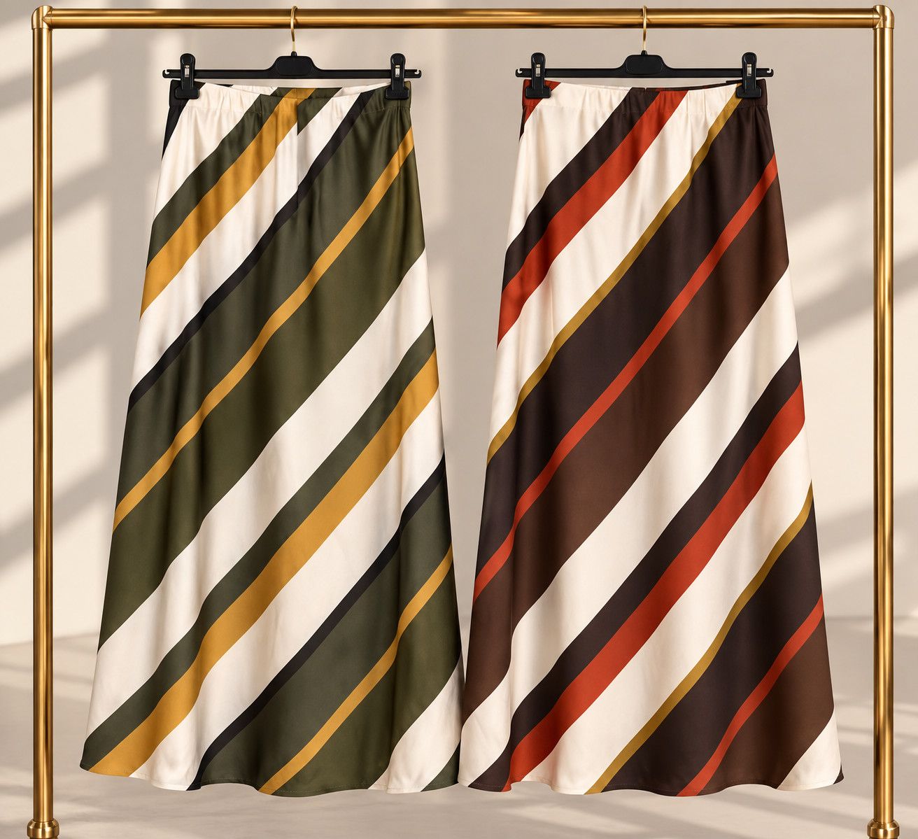 Striped silk skirt one size