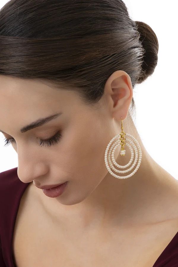 ORECCHINI STATEMENT TRE CERCHI CON PERLA PER3005S