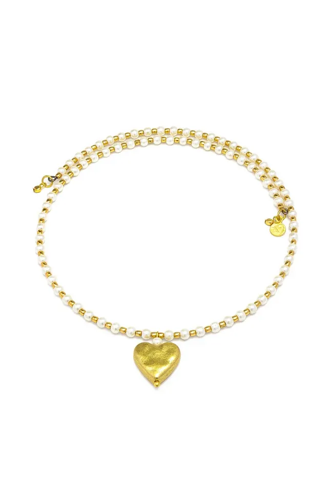 Per1000 CHOKER CON PERLE E CUORE