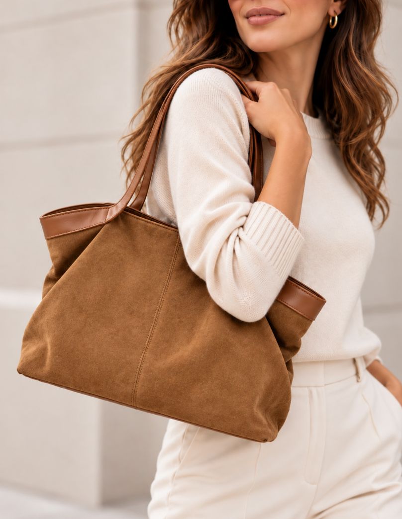 Suede Everyday Tote camel