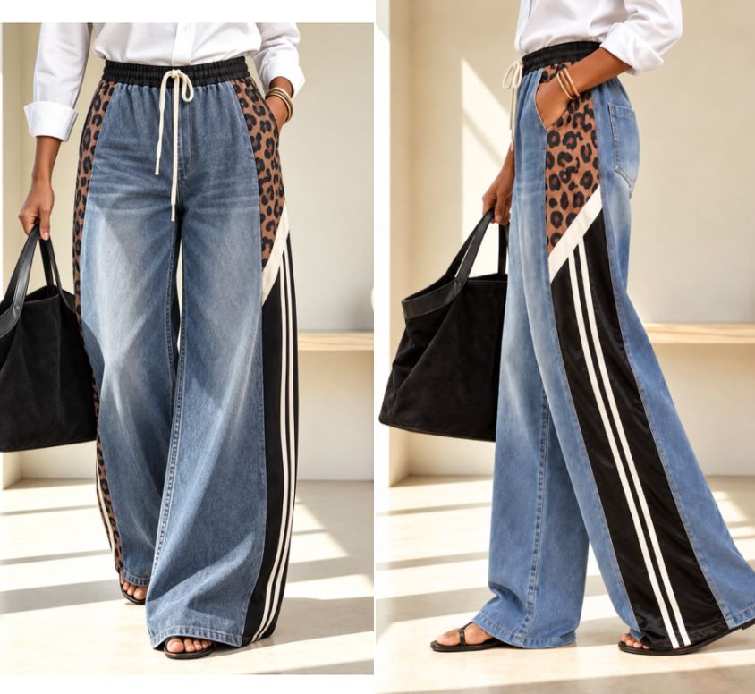  Denim Side-Stripe Track Pants