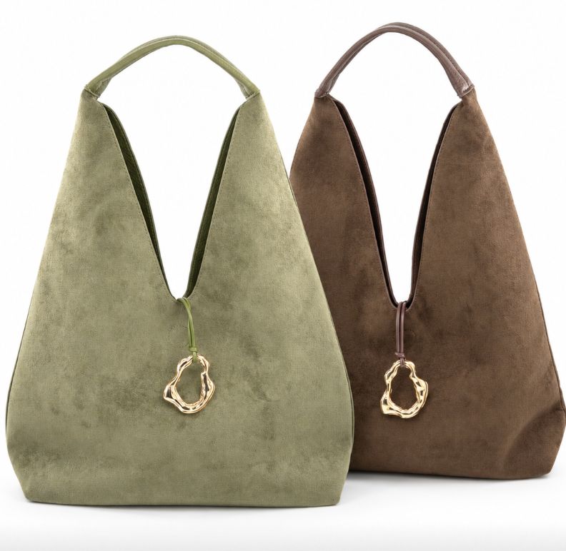 Suede Hobo Charm Bag