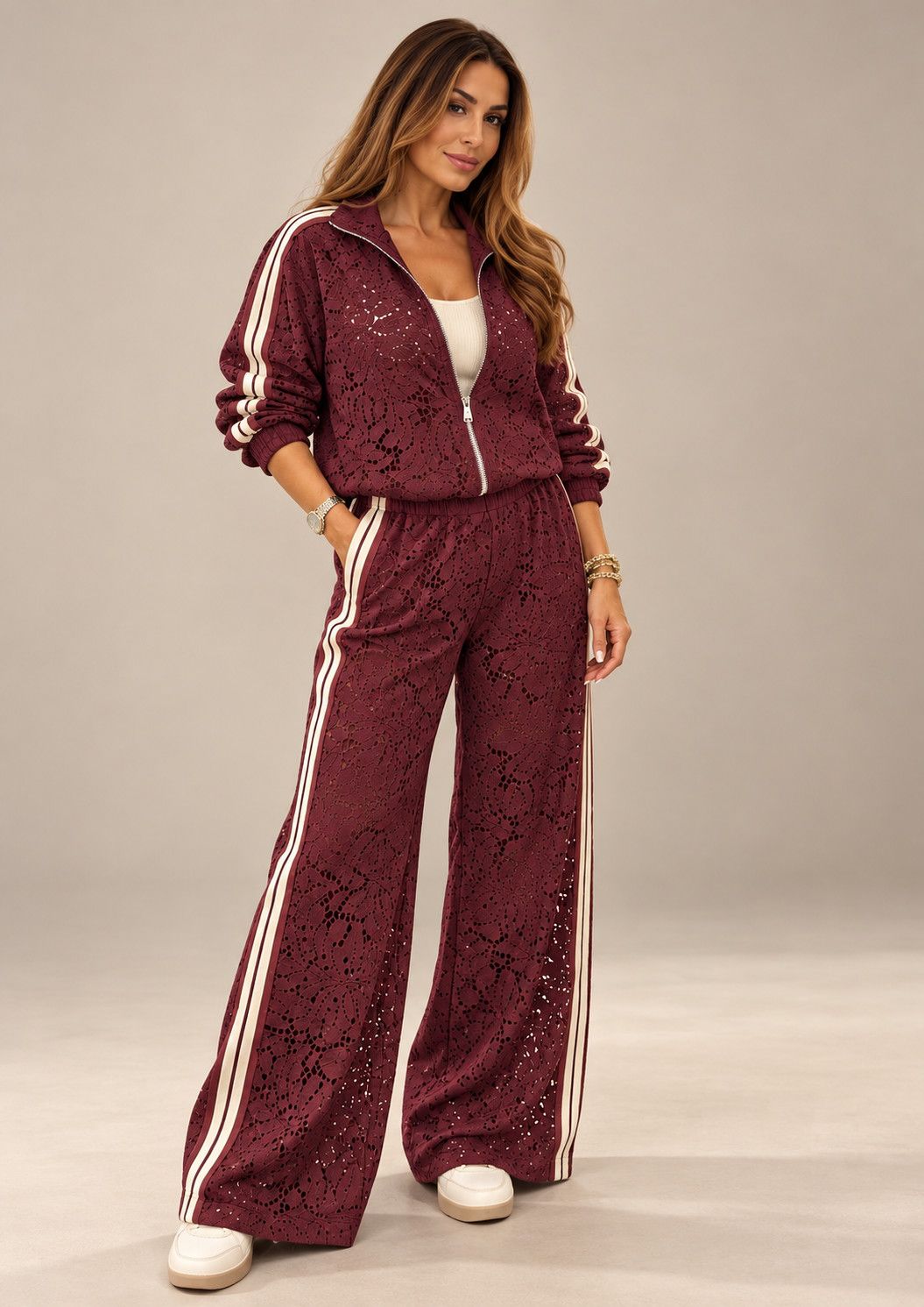 Lace Track Set burgundy