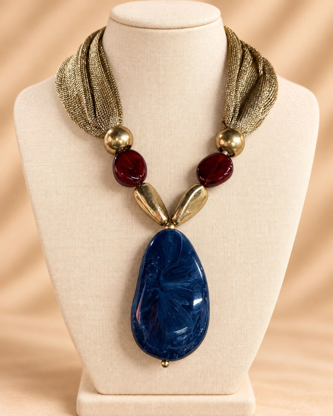 Navy Teardrop Necklace