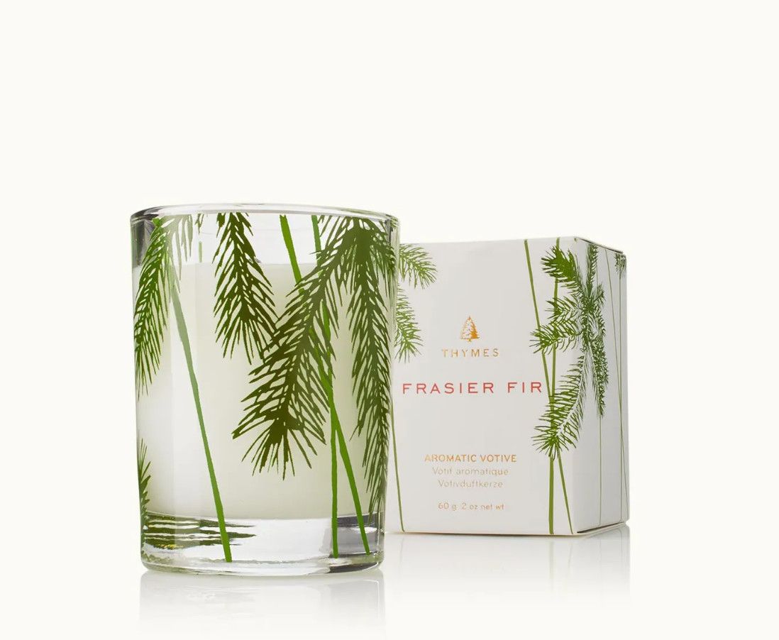 Frasier Fir Votive Candle, Pine Needle Design