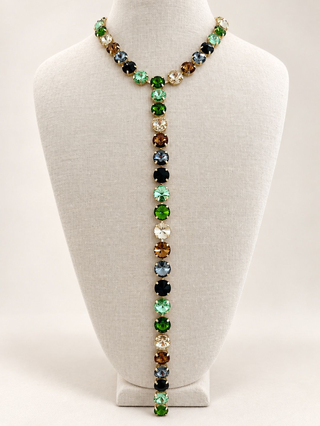 Multicolor Crystal Y Necklace